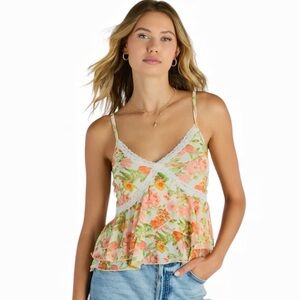 Windsor Floral Lace Camisole in Pink and White